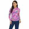 IBKUL Aubrey Print Long Sleeve Mock Neck -Golf Sales Store ibkul aubrey print long sleeve mock neck plum multi 01 97993.1676584295