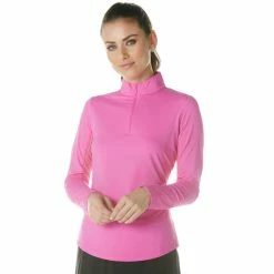 IBKUL Solid Long Sleeve Mock -Golf Sales Store ibkul solid long sleeve mock hot pink 01 96135.1633113437