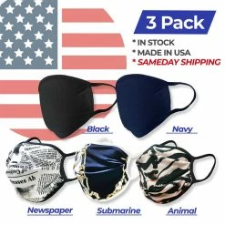 Golfio Washable Fashion Double Layer Fabric Face Mask - 3 Pack Made In USA -Golf Sales Store jjr0011 2 1 40179.1594255852