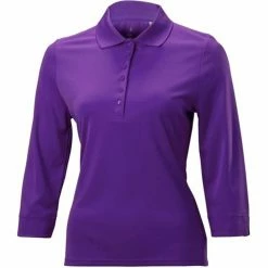 Nancy Lopez Luster 3/4 Sleeve Polo -Golf Sales Store nancy lopez luster 3 4 sleeve polo grape 01 40906.1633540841