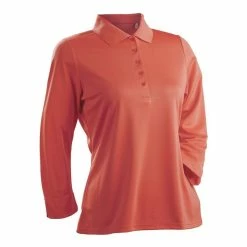 Nancy Lopez Luster 3/4 Sleeve Polo -Golf Sales Store nancy lopez luster 3 4 sleeve polo tangerine 01 98221.1633540841