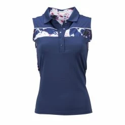 Nancy Lopez Peace Sleeveless Polo -Golf Sales Store nancy lopez peace sleeveless polo navy 01 66046.1648051972