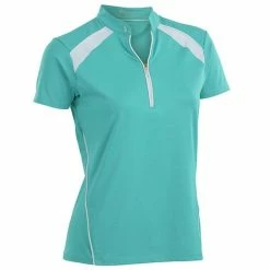 Nancy Lopez Sporty Short Sleeve Polo -Golf Sales Store nancy lopez sporty short sleeve polo aqua white 01 42779.1633465913