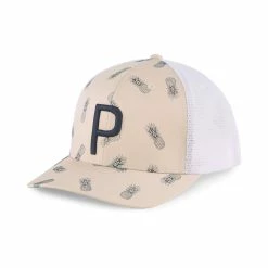 Puma Pineapple Trucker P Hat -Golf Sales Store puma pineapple trucker p hat white pepper navy blazer 01 56386.1678814879