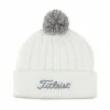Titleist Cable Knit Pom Pom Beanie -Golf Sales Store titleist cable knit pom pom beanie white gray 01 55044.1636747906